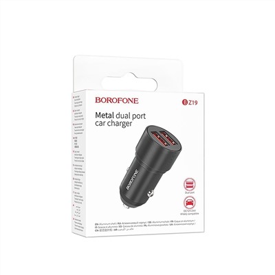 Адаптер Автомобильный Borofone BZ19B Wisdom QC3.0 36W 2USB (black)